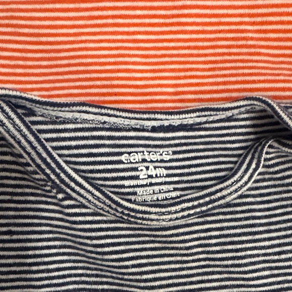 Carter's Kids Striped Tees - Coral and Navy - Picture 2 of 5